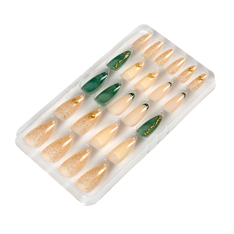 Medium-Length Pure Handmade Almond-Shaped Wearable Nails European And American Ins Style